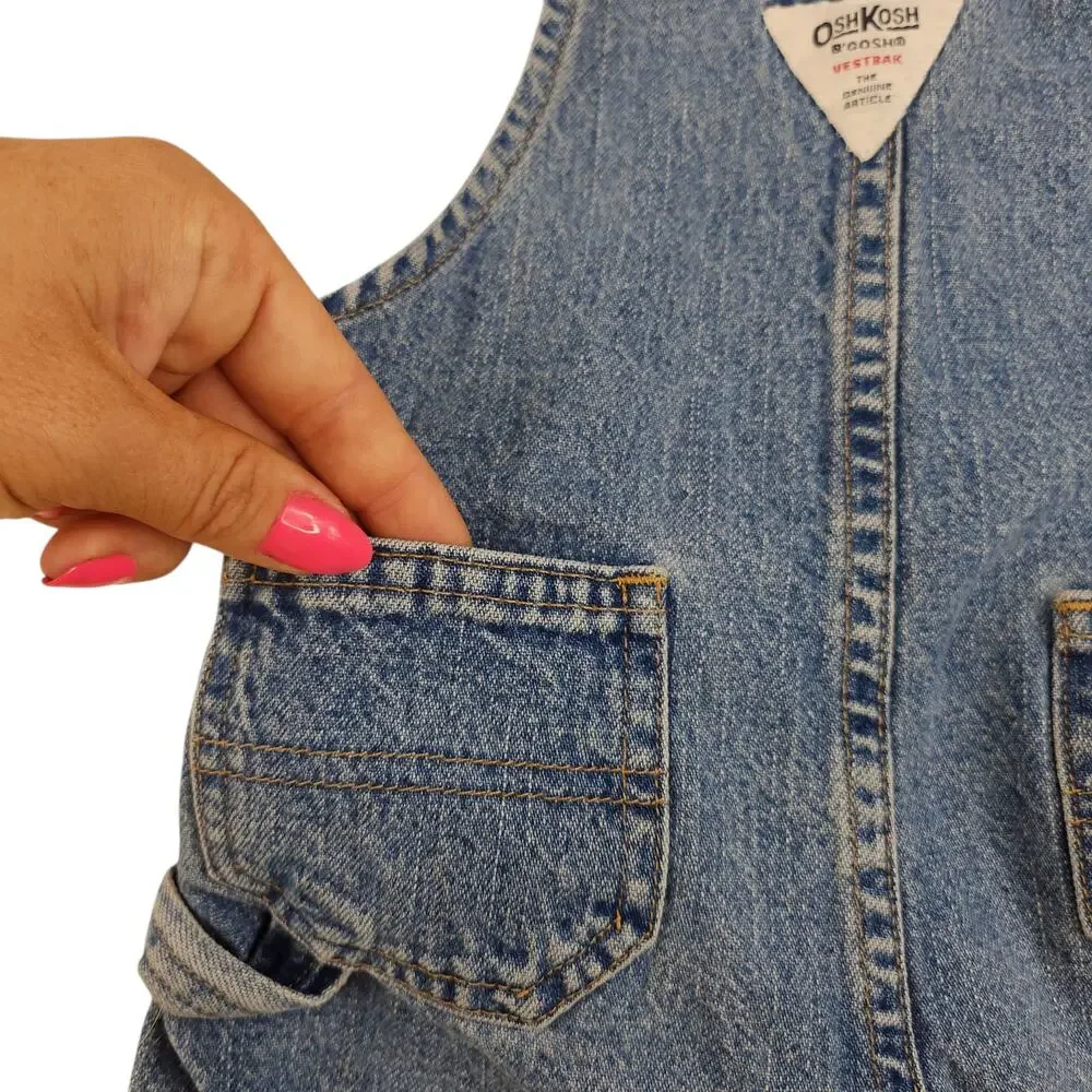 Oshkosh B'Gosh Baby Overalls 24 Months Denim Jeans Hammer Loop Infant Vestbak